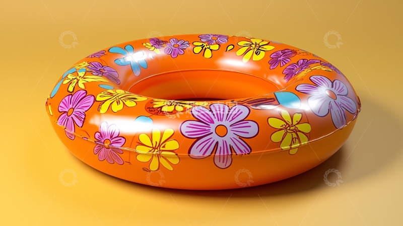 高清大图下载【趣麦麦图】橙色花朵图案游泳圈