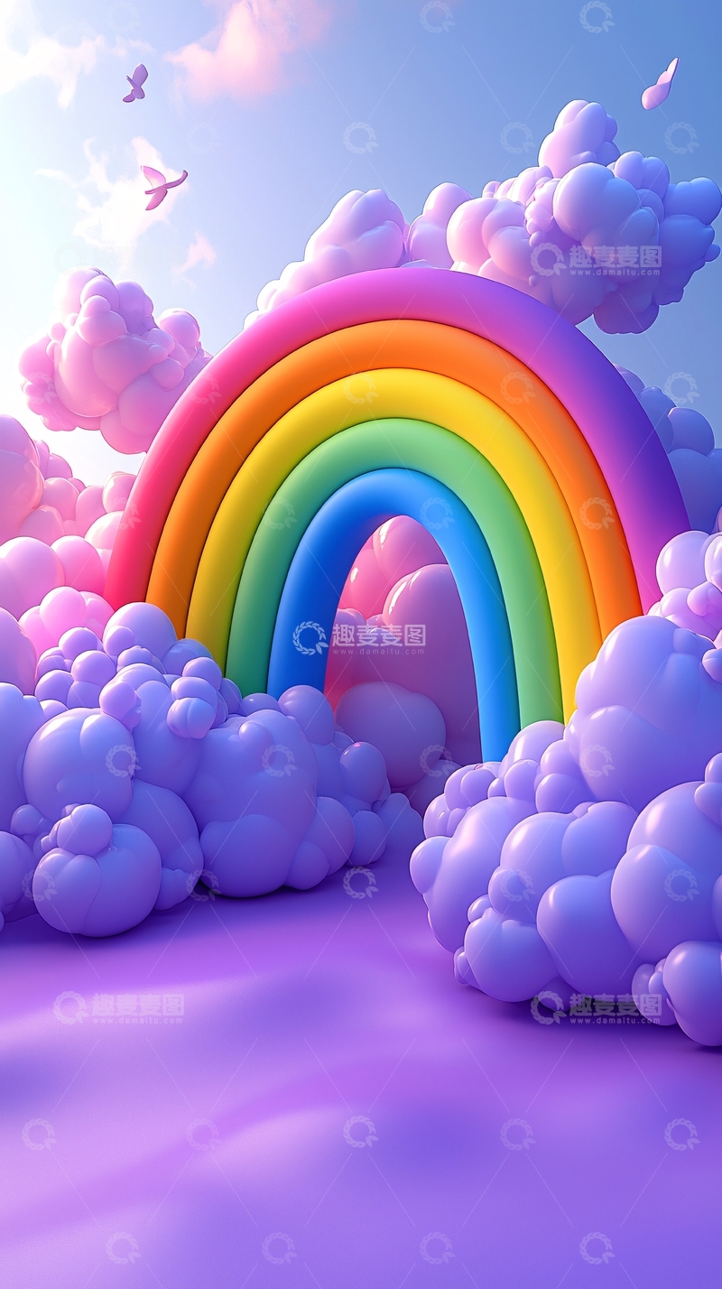高清大图下载【趣麦麦图】彩虹云朵背景