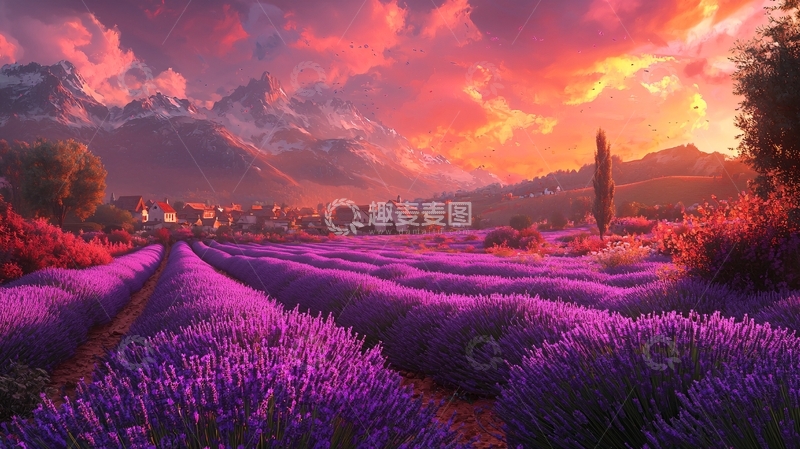 高清大图下载【趣麦麦图】浪漫薰衣草田园风光
