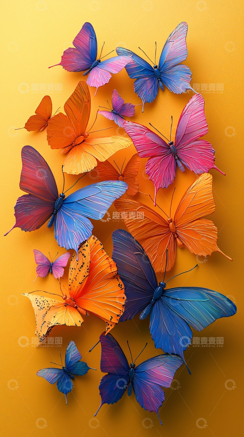 高清大图下载【趣麦麦图】彩蝶纷飞高清壁纸