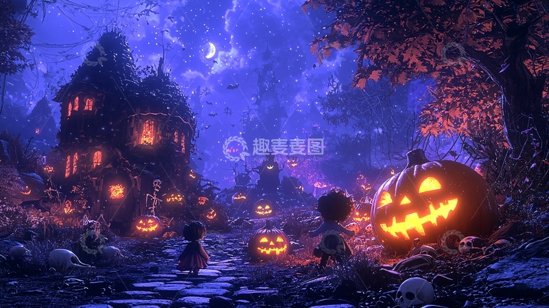 高清大图下载【趣麦麦图】万圣节卡通场景