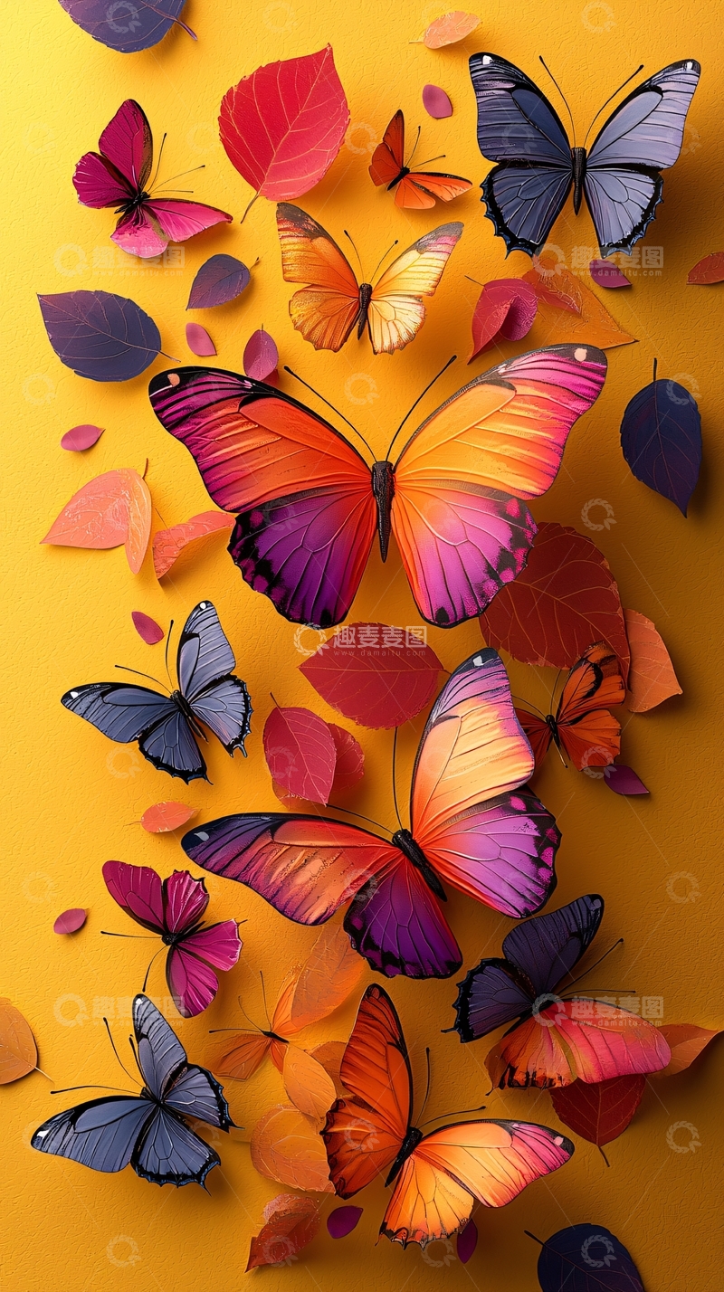 高清大图下载【趣麦麦图】彩色蝴蝶