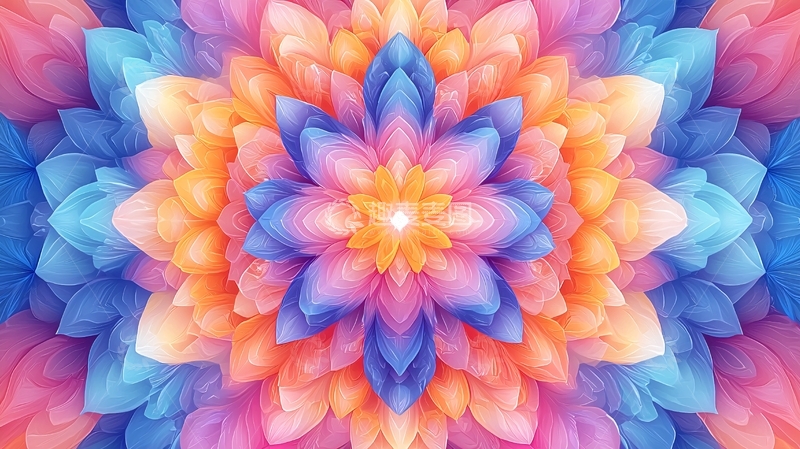 高清大图下载【趣麦麦图】梦幻彩色花朵曼陀罗