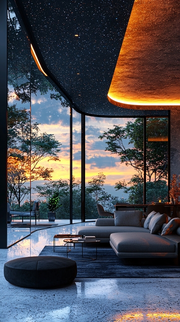 极简风格落地窗客厅