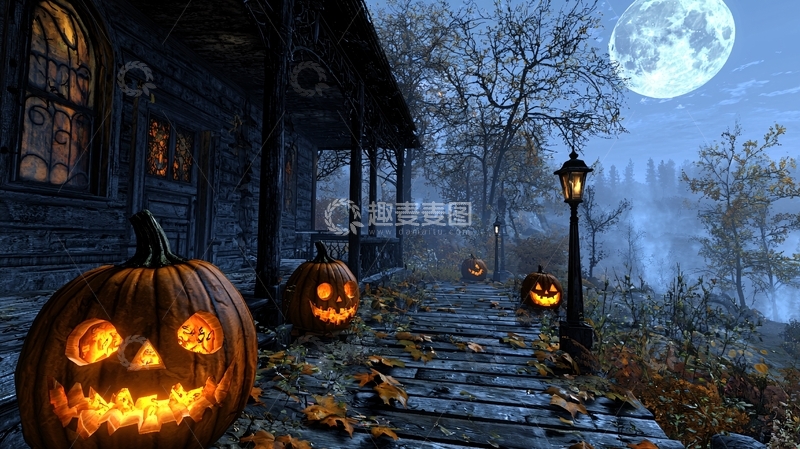 高清大图下载【趣麦麦图】万圣节南瓜灯小屋