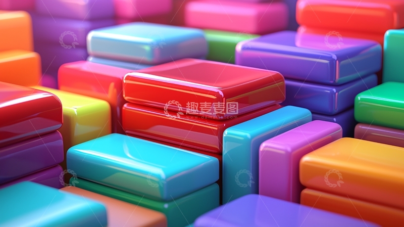 高清大图下载【趣麦麦图】彩色积木堆叠