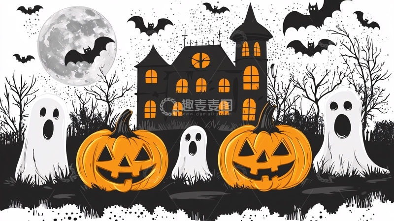 高清大图下载【趣麦麦图】万圣节南瓜鬼屋