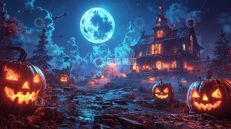 高清大图下载【趣麦麦图】万圣节南瓜屋