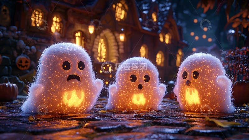 高清大图下载【趣麦麦图】万圣节发光小幽灵特写