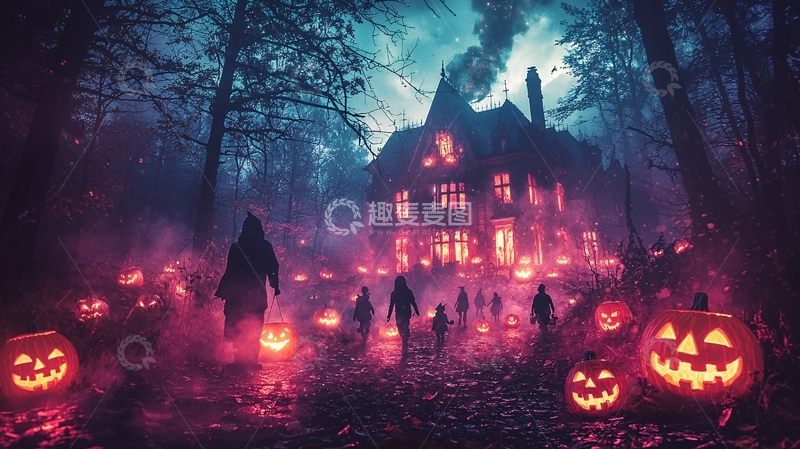 高清大图下载【趣麦麦图】万圣节夜晚的阴森房屋