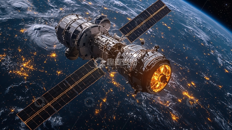 高清大图下载【趣麦麦图】太空飞船地球轨道