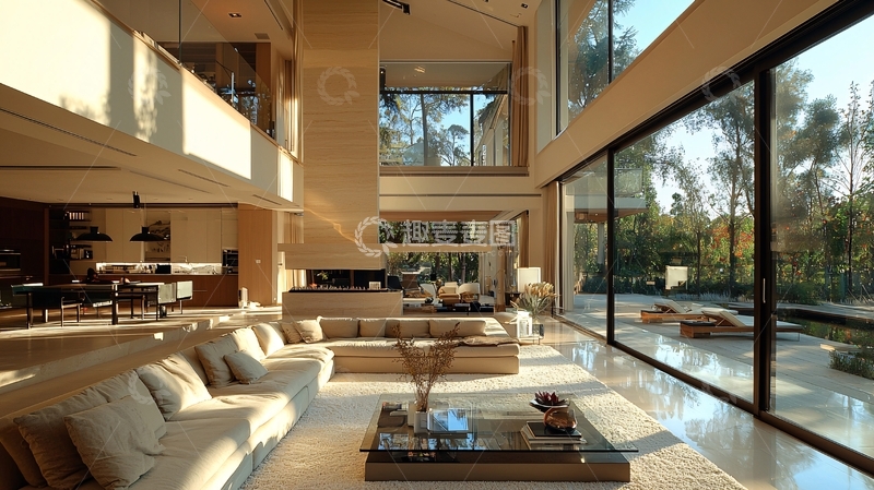 高清大图下载【趣麦麦图】现代简约别墅客厅