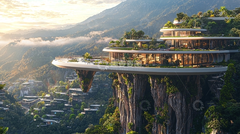 高清大图下载【趣麦麦图】山崖上的空中酒店