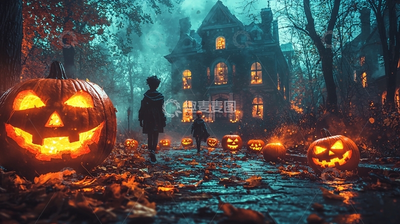 高清大图下载【趣麦麦图】万圣节南瓜屋
