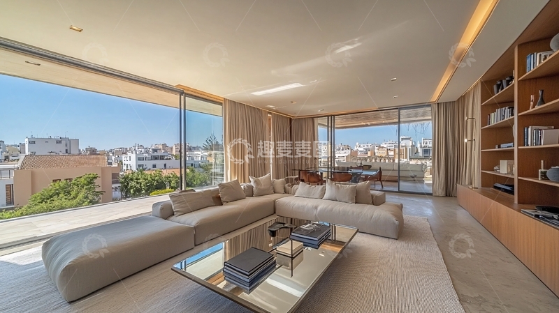 高清大图下载【趣麦麦图】现代简约风格大客厅景观