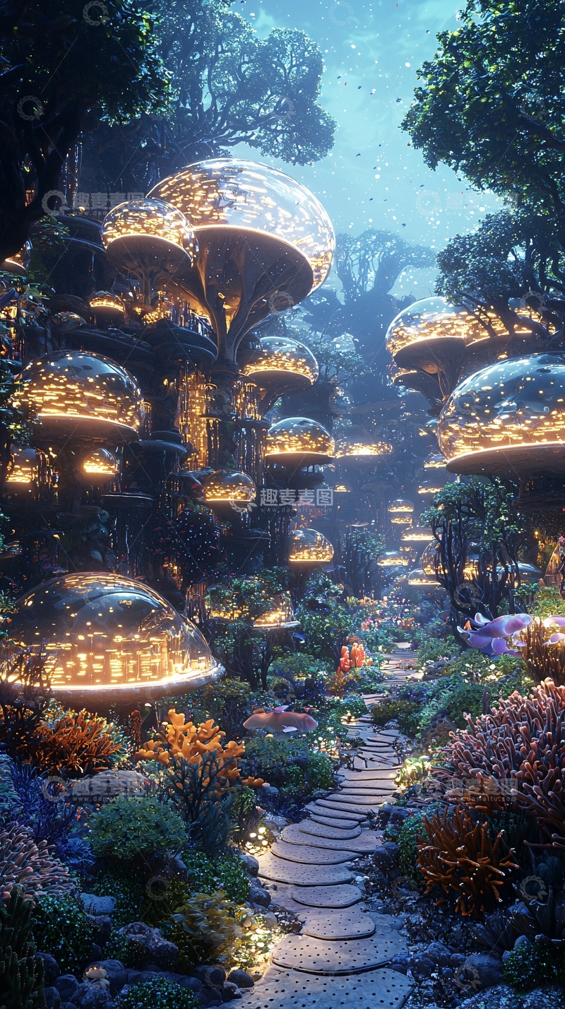 高清大图下载【趣麦麦图】梦幻森林蘑菇屋