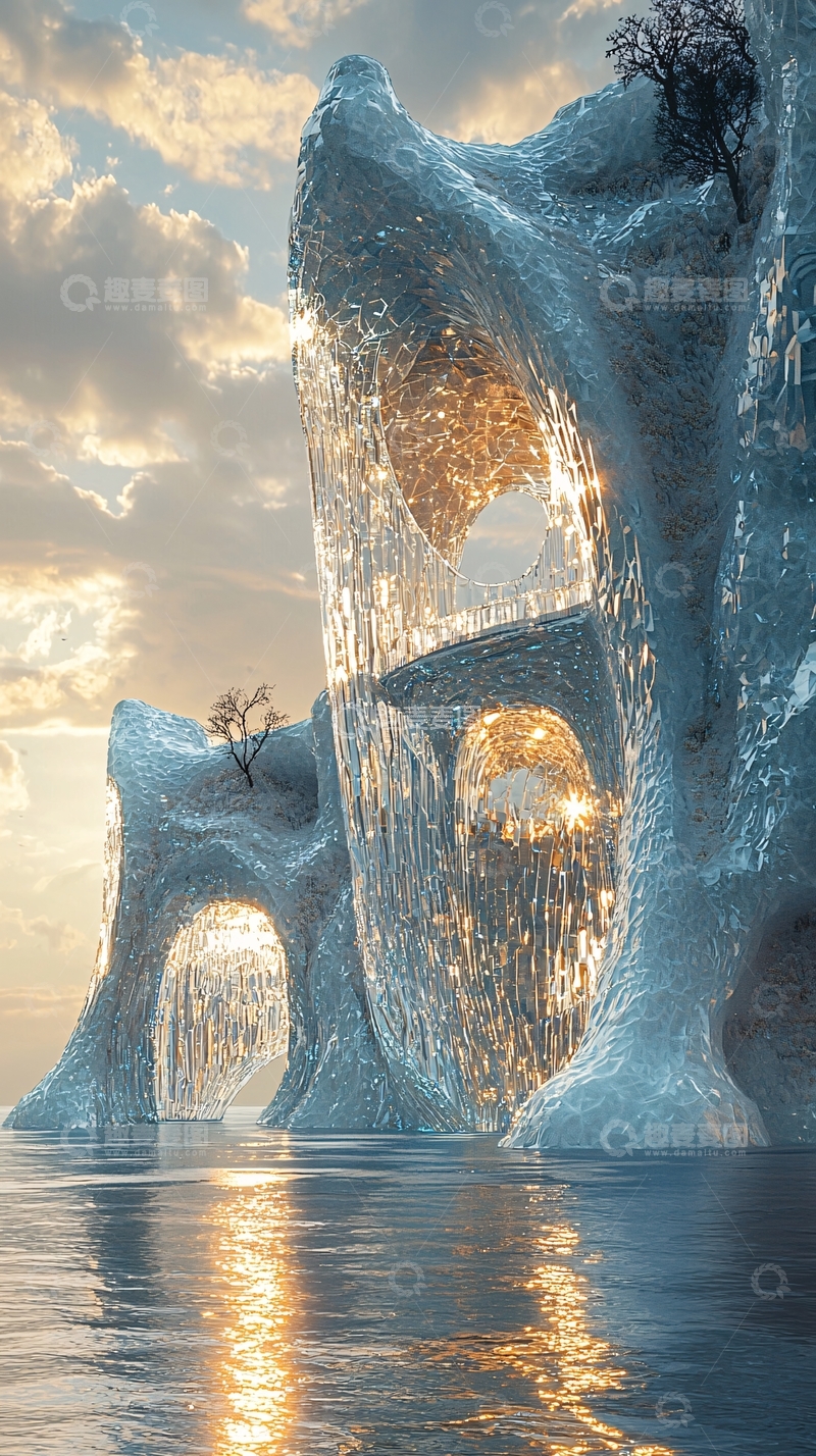 高清大图下载【趣麦麦图】冰川日落