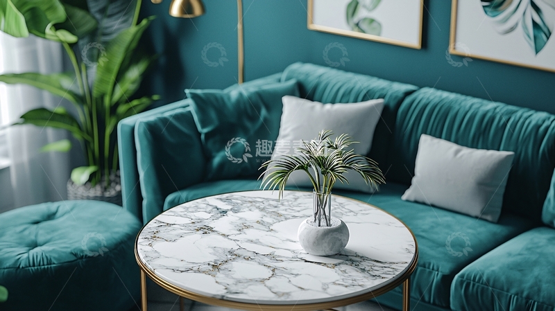 高清大图下载【趣麦麦图】蒂芙尼蓝沙发客厅