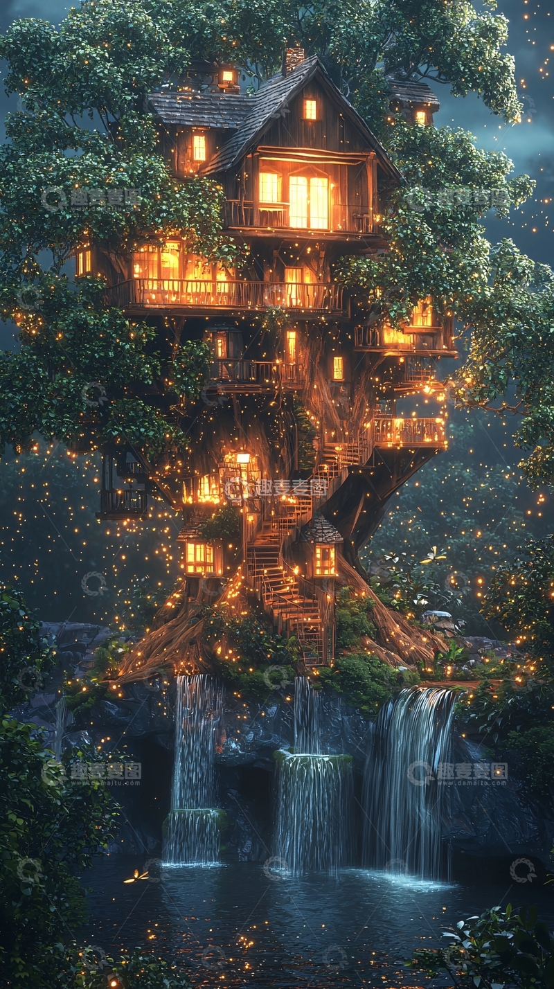 高清大图下载【趣麦麦图】树上小屋