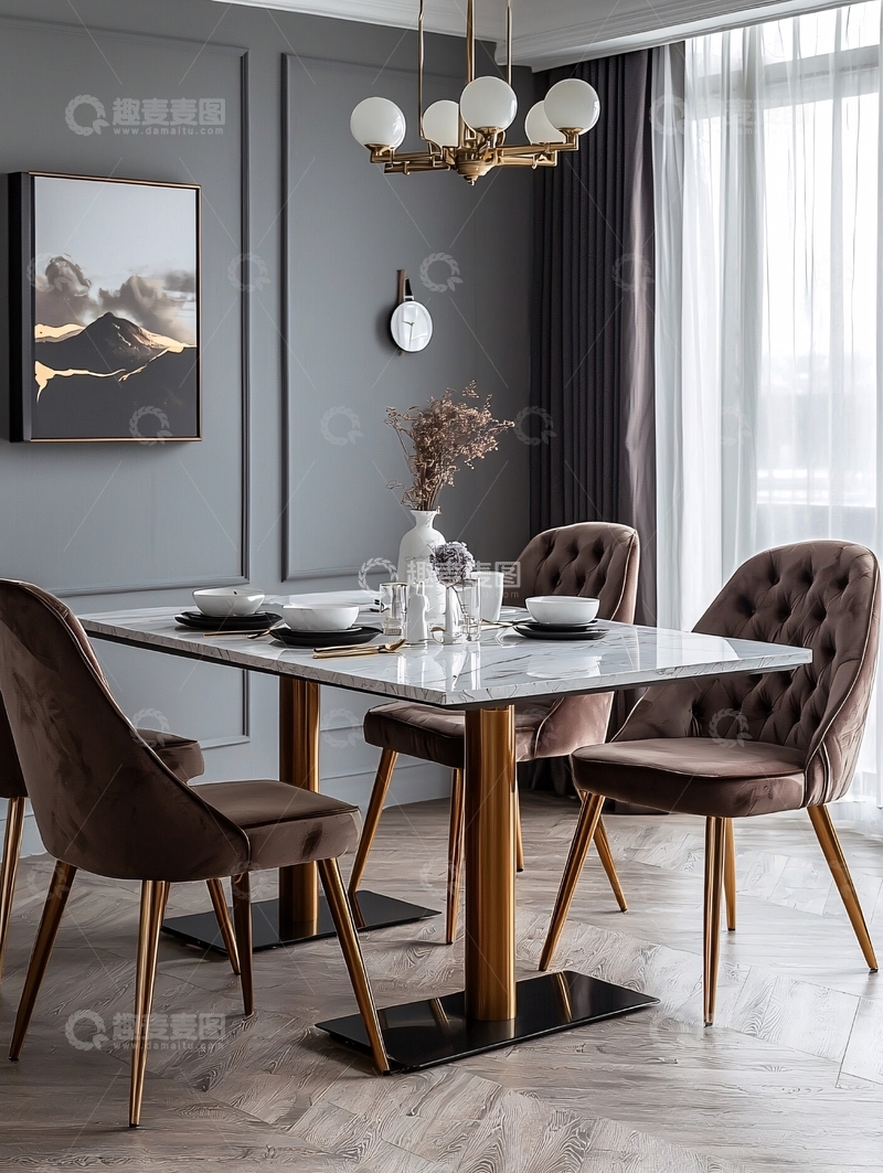 高清大图下载【趣麦麦图】现代轻奢风格餐厅