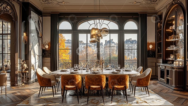 高清大图下载【趣麦麦图】巴黎高级公寓餐厅