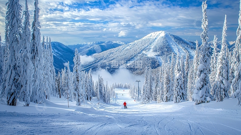 高清大图下载【趣麦麦图】雪山滑雪风景