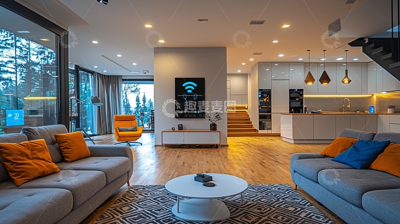 高清大图下载【趣麦麦图】现代智能家居客厅