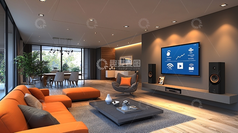高清大图下载【趣麦麦图】现代智能家居客厅