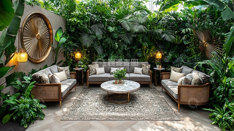 高清大图下载【趣麦麦图】绿植环绕的户外休闲区