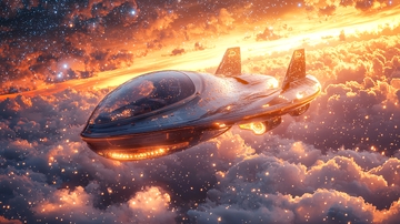 宇宙飞船云层穿梭