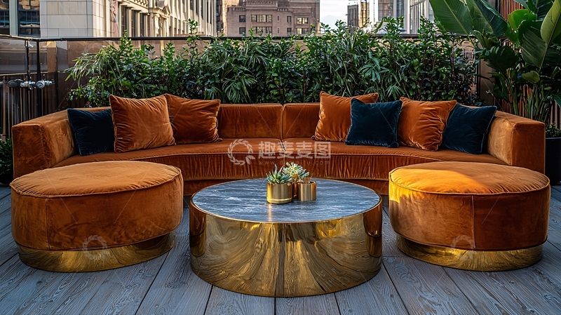 高清大图下载【趣麦麦图】户外金色系沙发