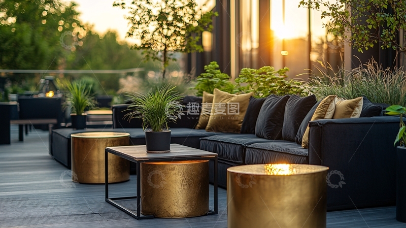 高清大图下载【趣麦麦图】户外阳台黄昏景色