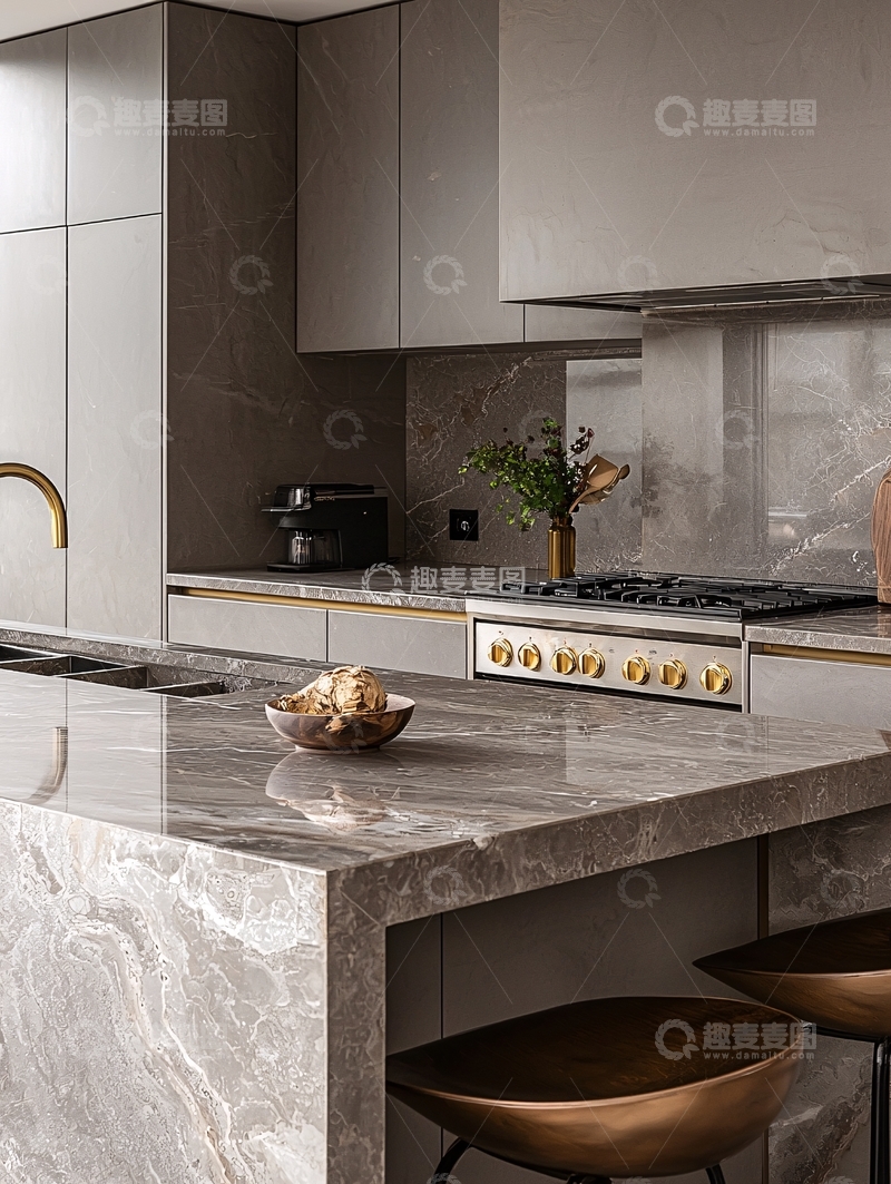 高清大图下载【趣麦麦图】高级灰色系现代厨房