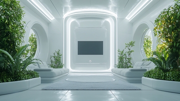 极简未来感白色室内设计