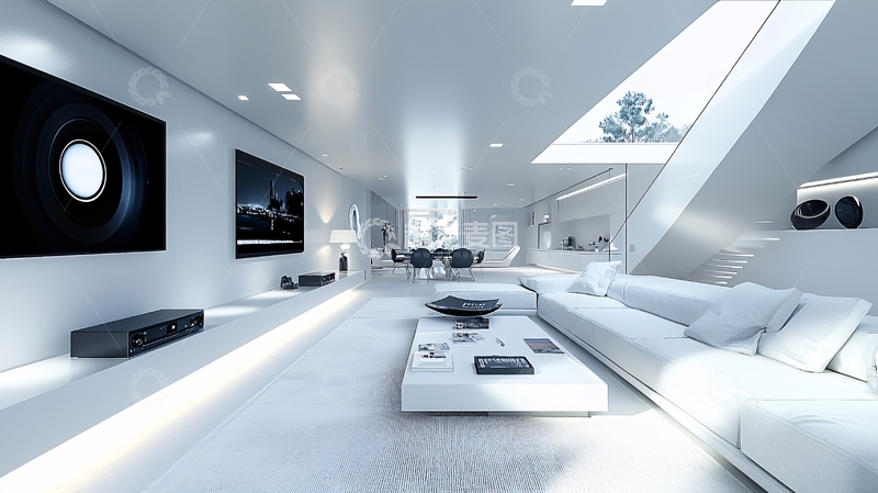 高清大图下载【趣麦麦图】极简白色现代客厅