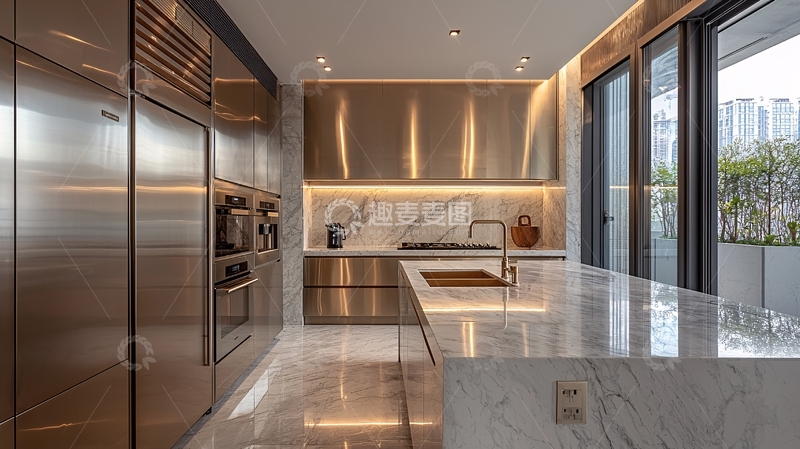 高清大图下载【趣麦麦图】现代轻奢开放式厨房