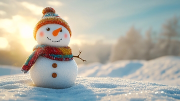 冬日暖阳下的雪人