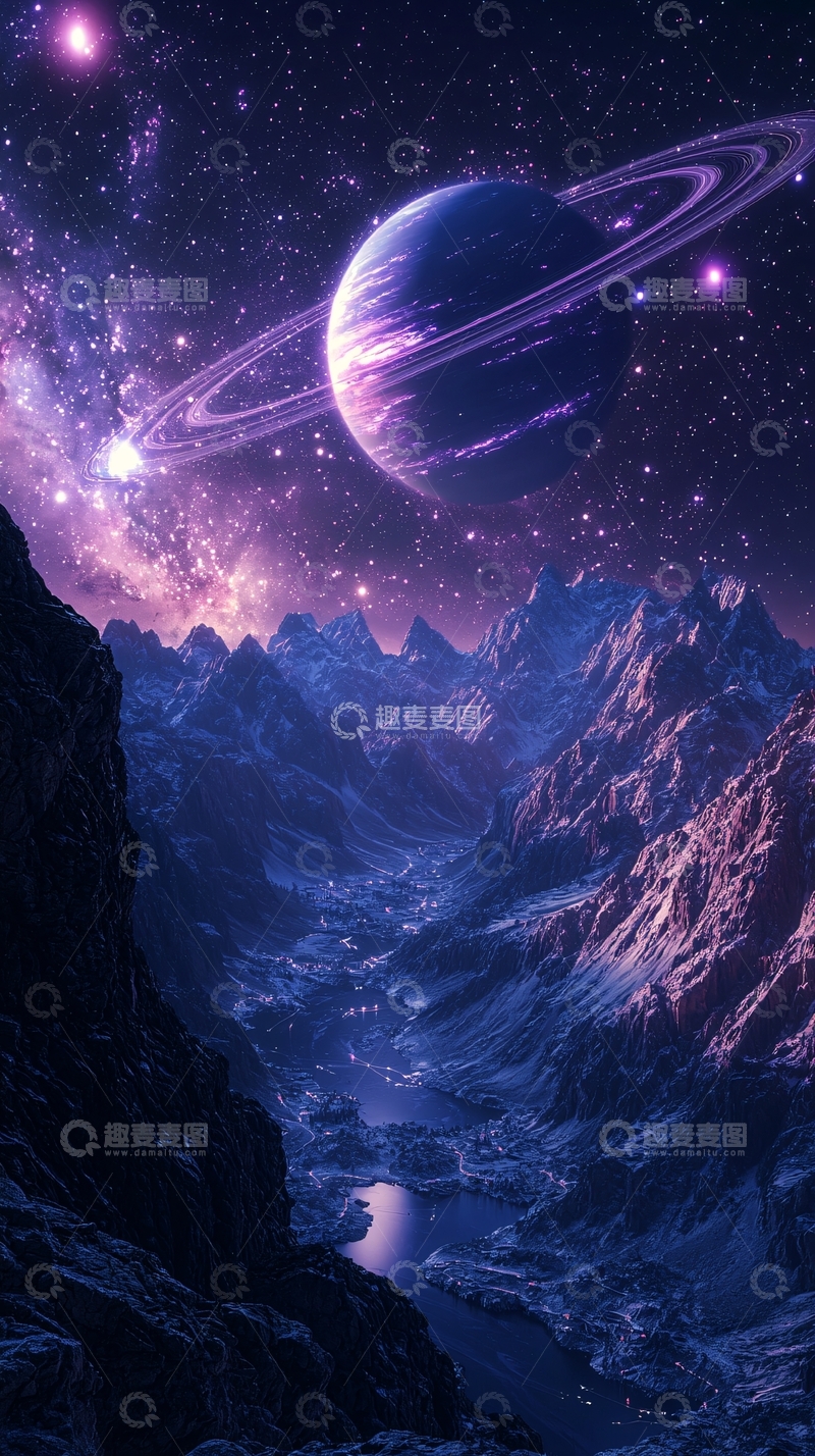 高清大图下载【趣麦麦图】紫色星球