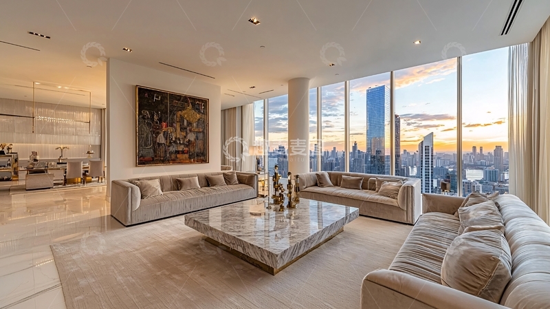 高清大图下载【趣麦麦图】现代奢华公寓客厅