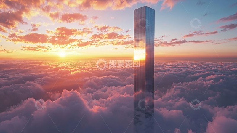 高清大图下载【趣麦麦图】云端金属高塔
