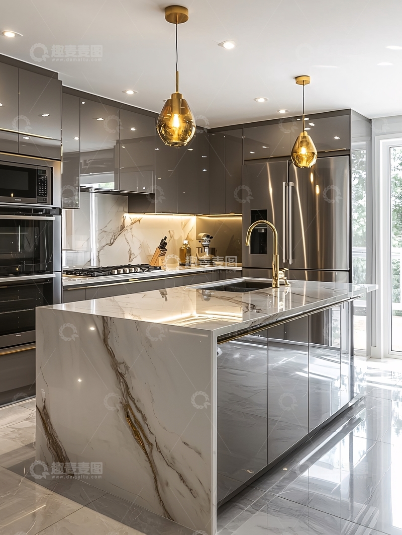 高清大图下载【趣麦麦图】现代极简灰色系厨房