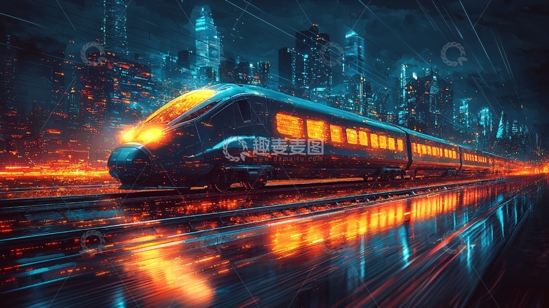 高清大图下载【趣麦麦图】未来都市高铁