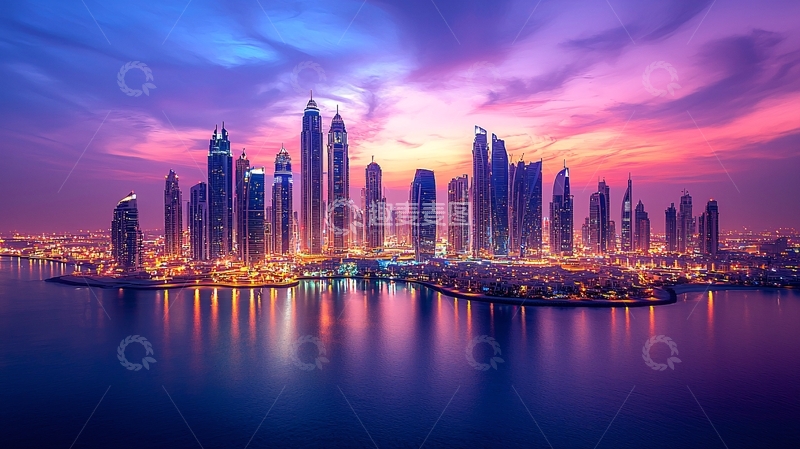 高清大图下载【趣麦麦图】迪拜城市夜景