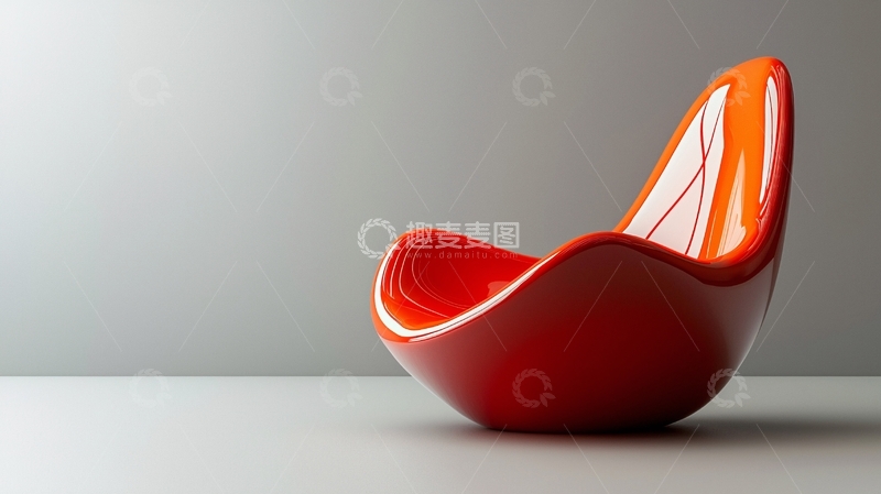 高清大图下载【趣麦麦图】现代感红色流线型单人椅