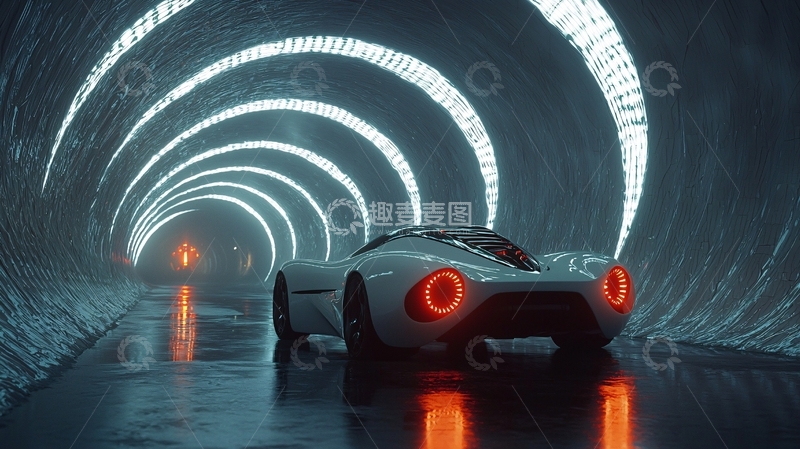 高清大图下载【趣麦麦图】未来科技感跑车隧道