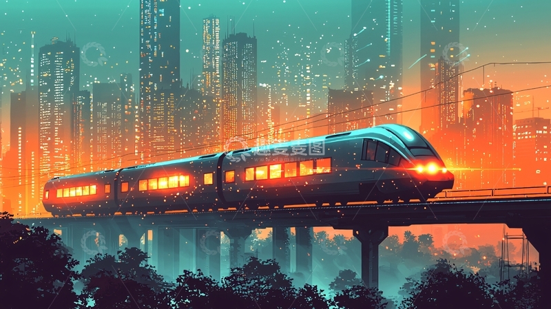 高清大图下载【趣麦麦图】未来都市高铁