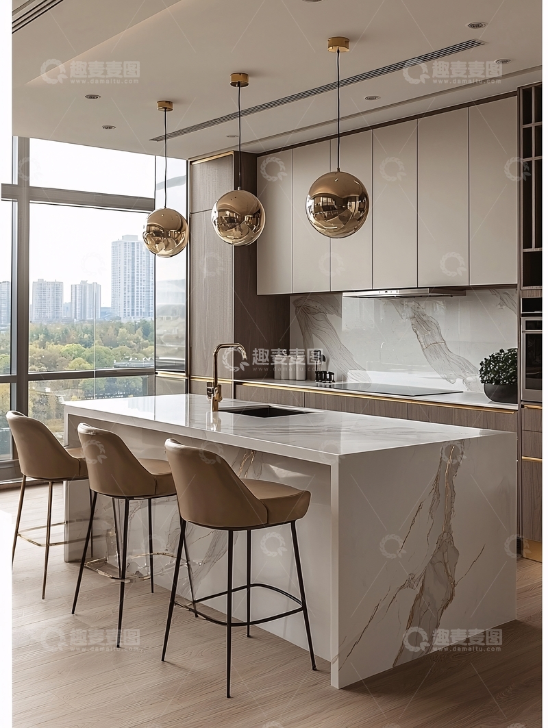 高清大图下载【趣麦麦图】现代轻奢厨房设计