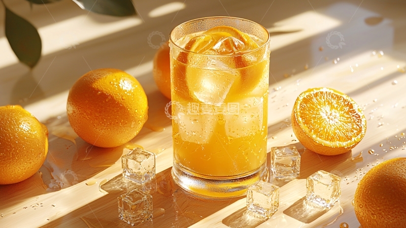 高清大图下载【趣麦麦图】阳光下冰镇橙汁