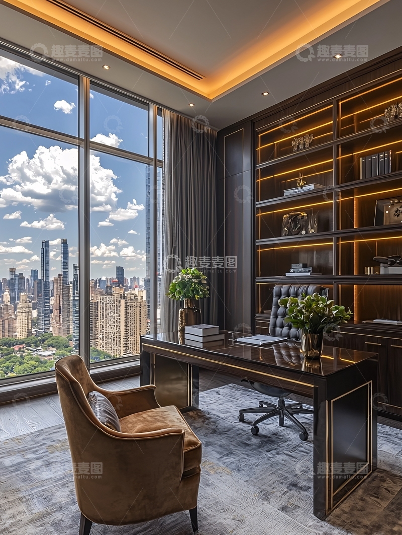 高清大图下载【趣麦麦图】高端大气书房设计