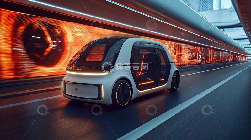 高清大图下载【趣麦麦图】未来感概念车隧道行驶